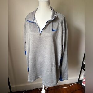 Nike Heather Gray and Royal Blue Pullover Quarter Zip